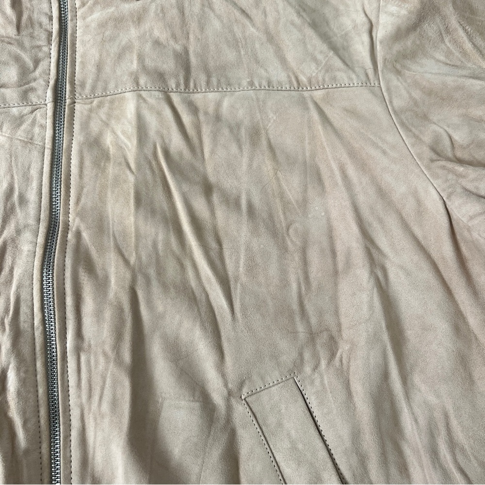 LaMarque Caden Suede Oversized Bomber Jacket Goatskin in “Sand” Tan - Picture 8 of 12